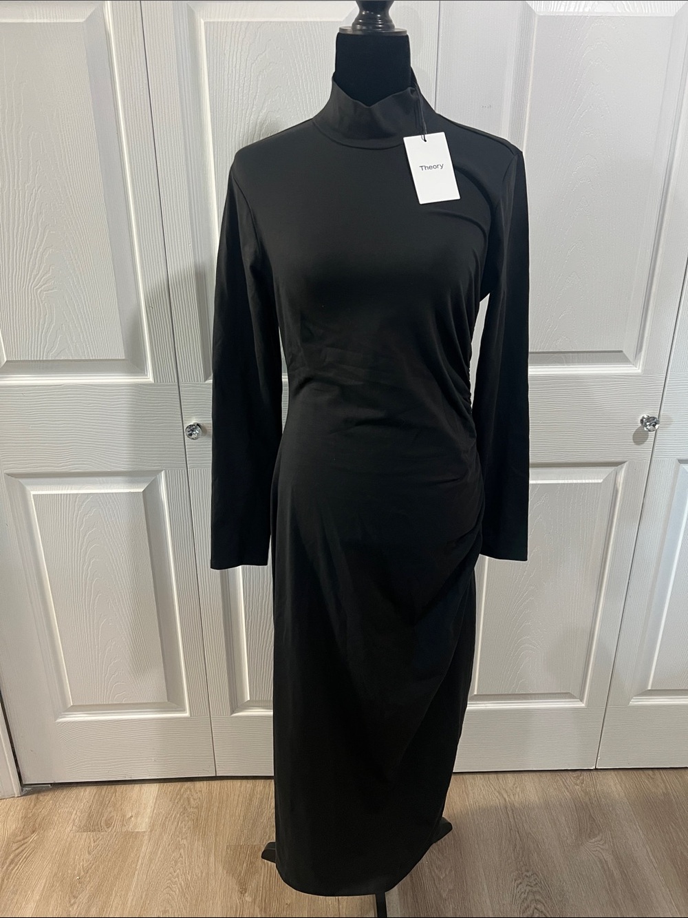 New Theory Ruched MockNeck Dress